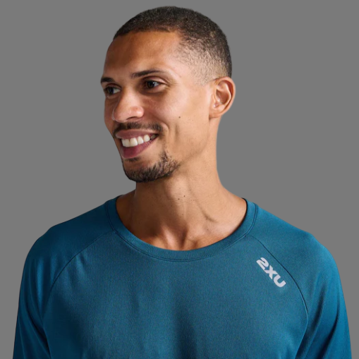 2XU Aero Long Sleeve Tee | Majol / Silver Reflective | Mens