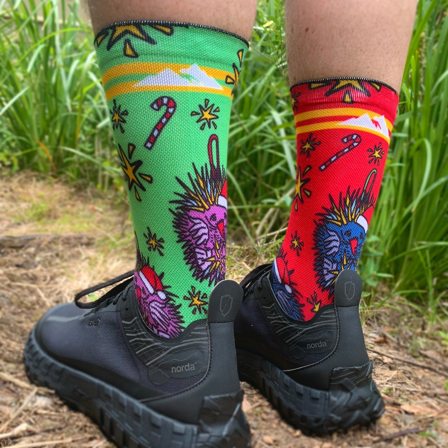 The Trail Co. Running Socks | Christmas Echidna Red