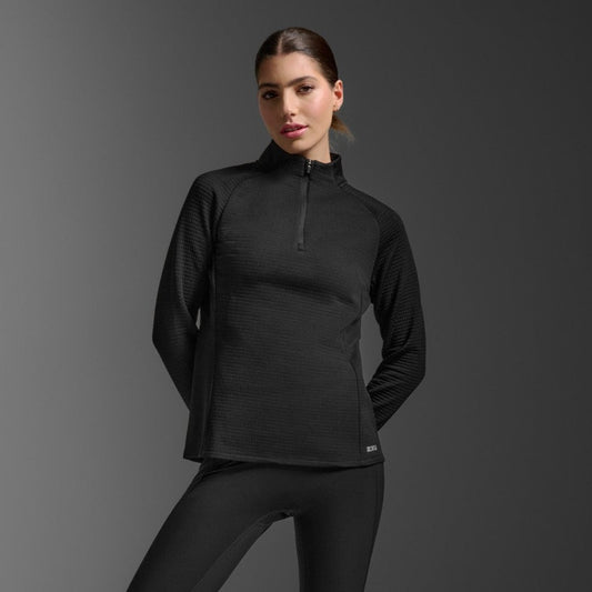 2XU Ignition Hyper-Haptic 1/4 Zip Fleece | Black / Silver Reflective | Womens