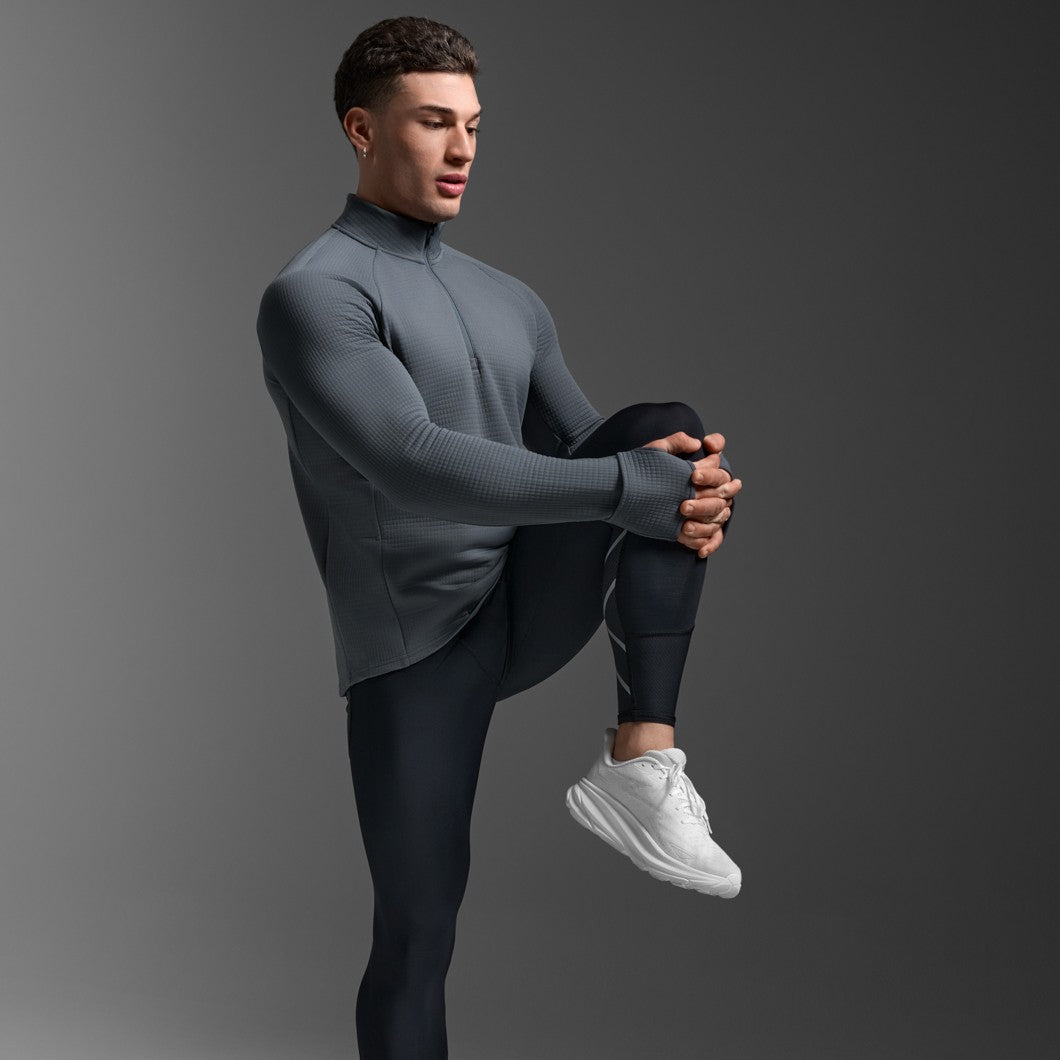 2XU Ignition Hyper-Haptic 1/4 Zip Fleece | Turbulence / Black Reflective | Mens