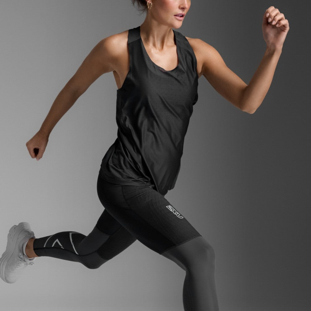 2XU Light Speed React Singlet | Black / Black Reflective | Womens