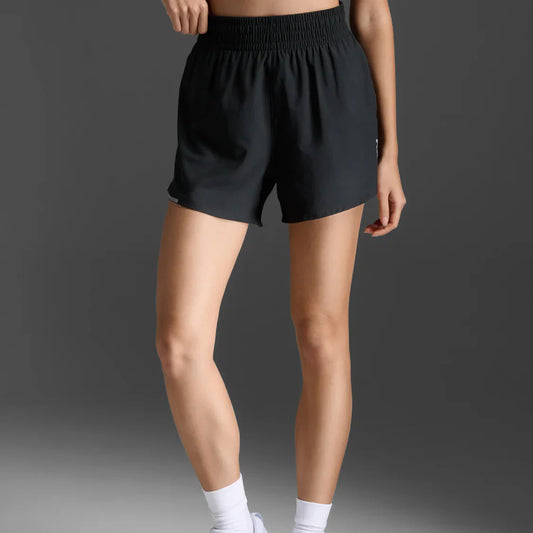 2XU Aero Hi-Rise 4 Inch Shorts | Black / Silver Reflective | Womens