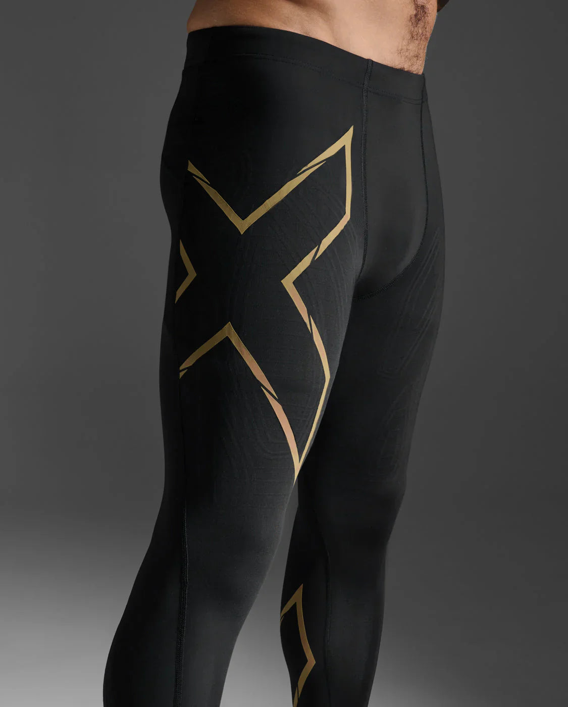 2XU Men's Light Speed Compression Tights - Black/Gold Reflective