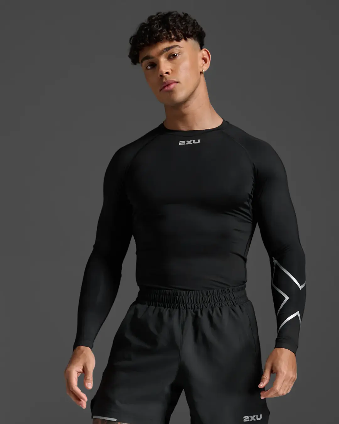 2XU Men's Core Compression Long Sleeve - Black/Silver