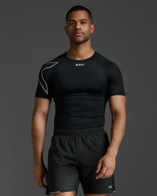 2XU Men's Core Compression Short Sleeve - Black/Silver