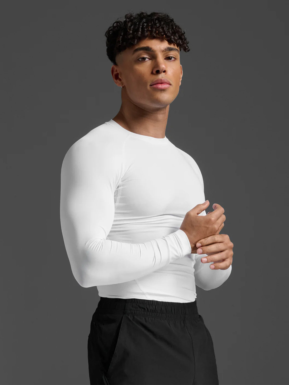 2XU Men's Core Compression Long Sleeve - White/No Logo