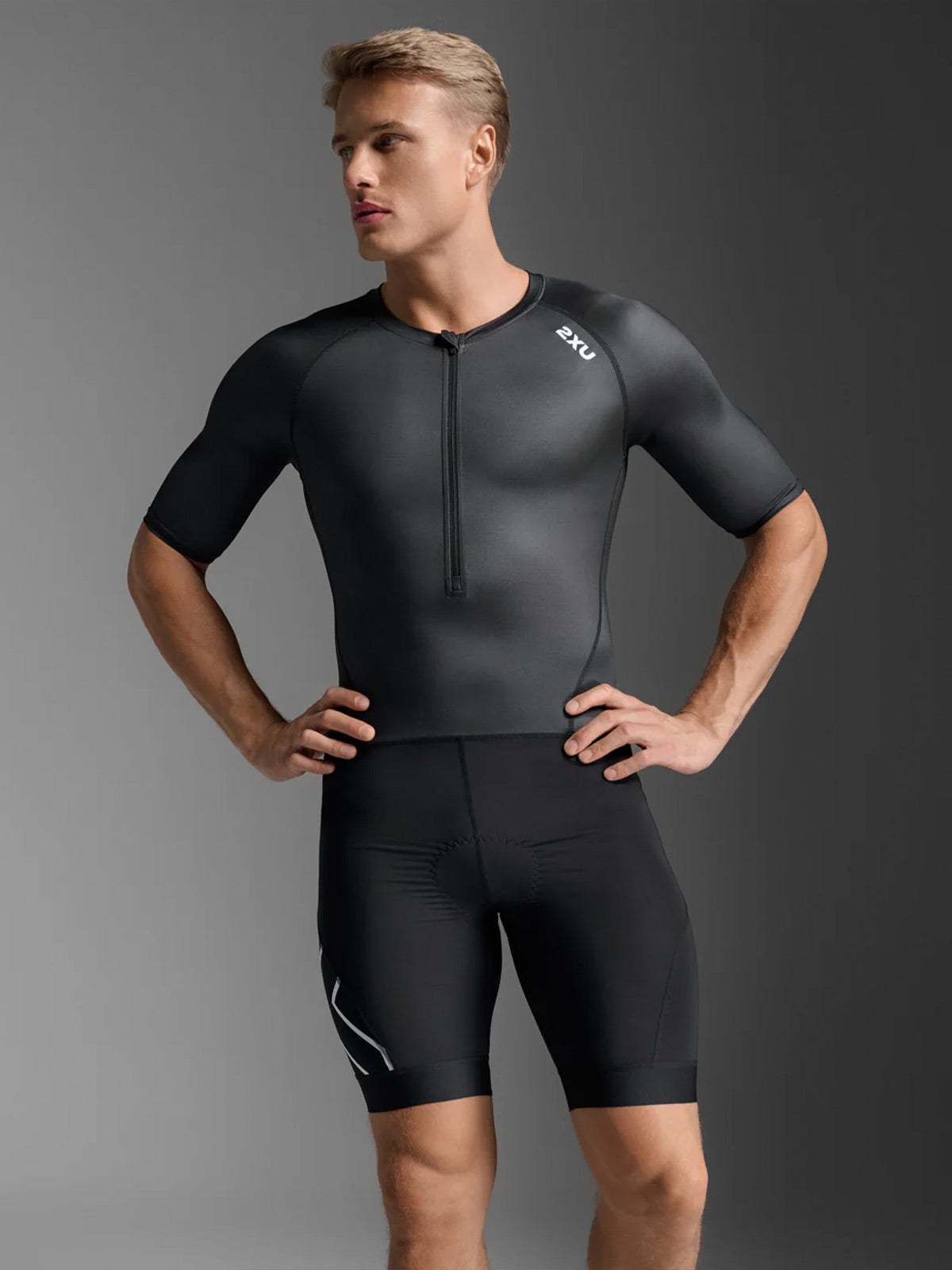 2XU Men's Core Sleeved Trisuit - Black/White