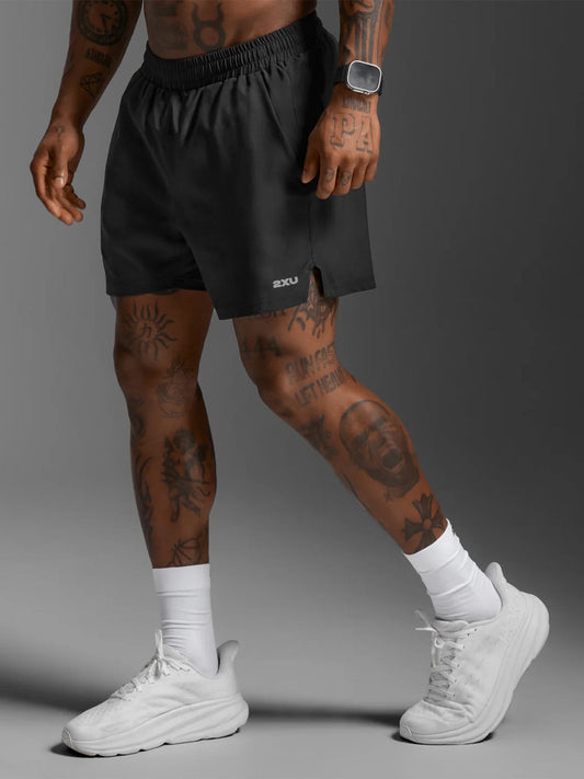 2XU Men's Aero 5 Inch Shorts - Black/Silver Reflective