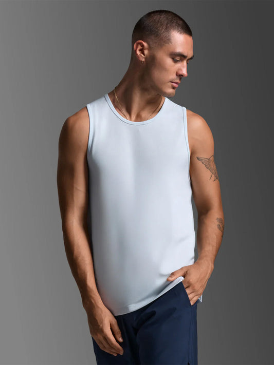 2XU Men's Aero Mesh Tank - Moonstone/Black Reflective