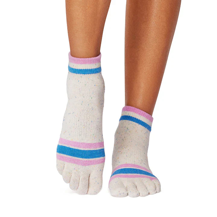 TOESOX Grip Full Toe Ankle - Paradise Navy Stripe