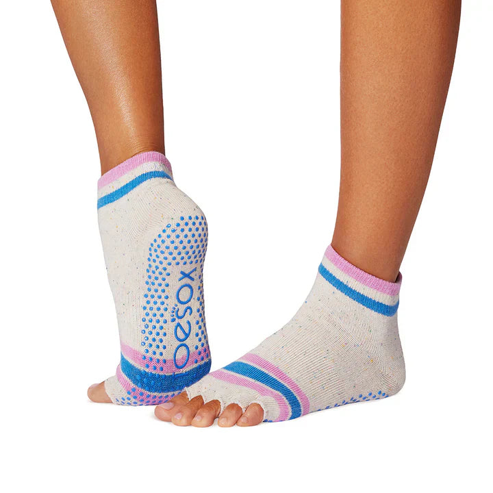 TOESOX Grip Half Toe Ankle - Paradise Navy Stripe