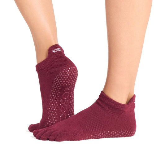 TOESOX Grip Full Toe Low Rise - Merlot