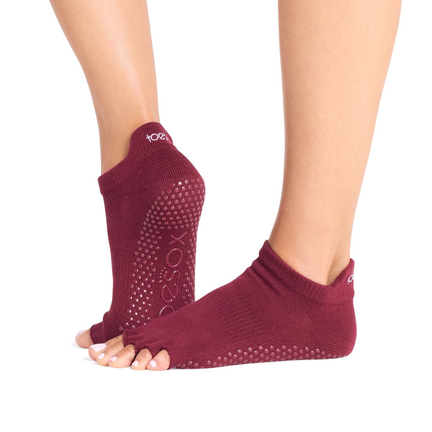 TOESOX Grip Half Toe Low Rise - Merlot
