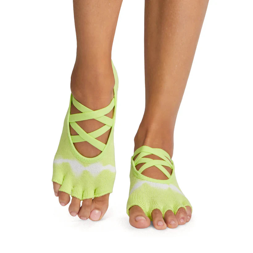 TOESOX Grip Half Toe Elle - Lime Tie Dye Stripe
