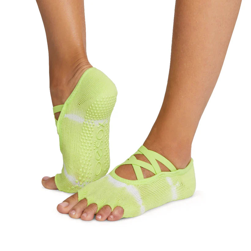 TOESOX Grip Half Toe Elle - Lime Tie Dye Stripe