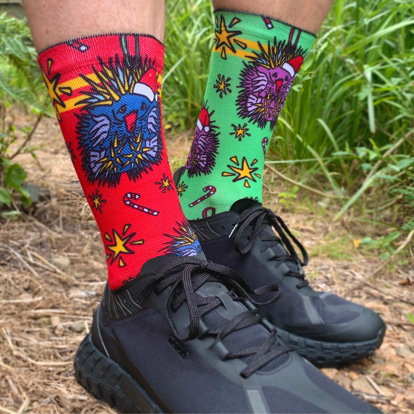 The Trail Co. Running Socks | Christmas Echidna Red