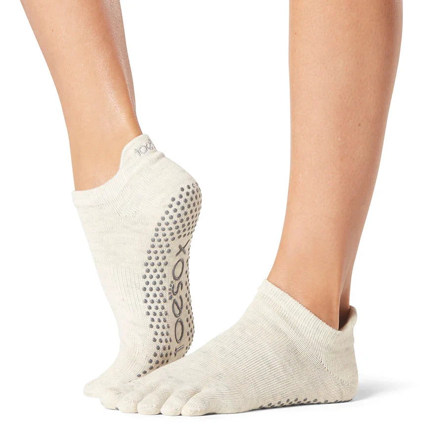 TOESOX Grip Full Toe Low Rise - Oatmeal