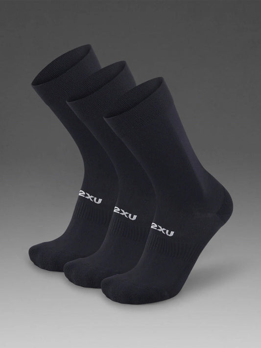 2XU Unisex's Crew Socks 3 Pack - Black/White