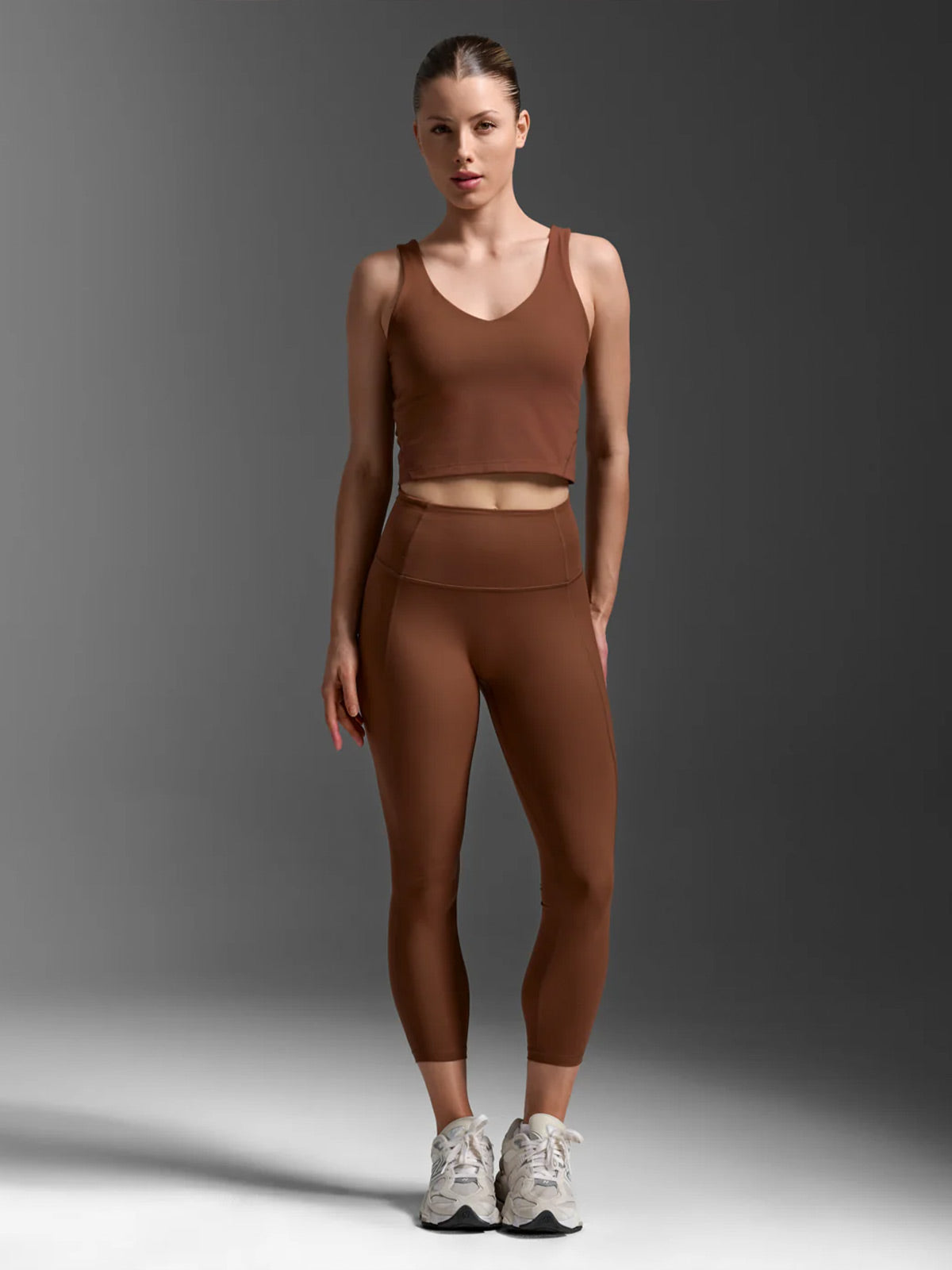 2XU Women's Fluid Hi-Rise 7/8 Tights - Sepia/Sepia