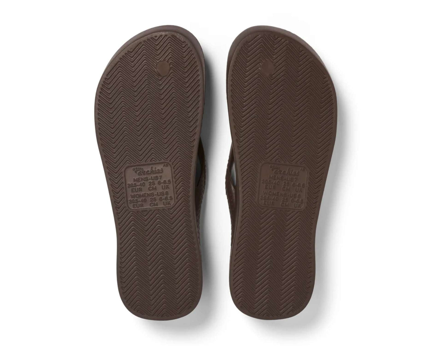 Archies Arch Support Thongs Brown