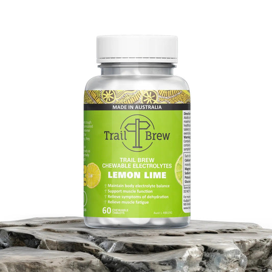 Trail Brew Chewable Electrolyte Tabs | Bottle of 60 | Lemon Lime