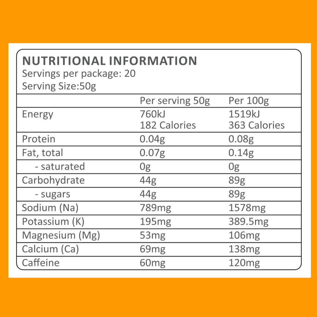 Trail Brew Energy + Electrolyte Drink | 1kg Bag | Orange + Caffeine