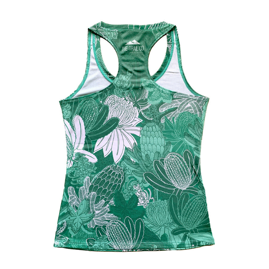 The Trail Co. Run Singlet | Green Bloom | Womens