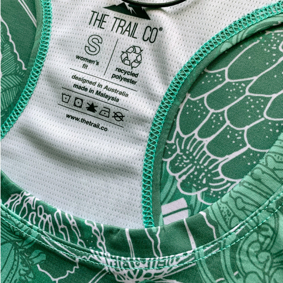 The Trail Co. Run Singlet | Green Bloom | Womens