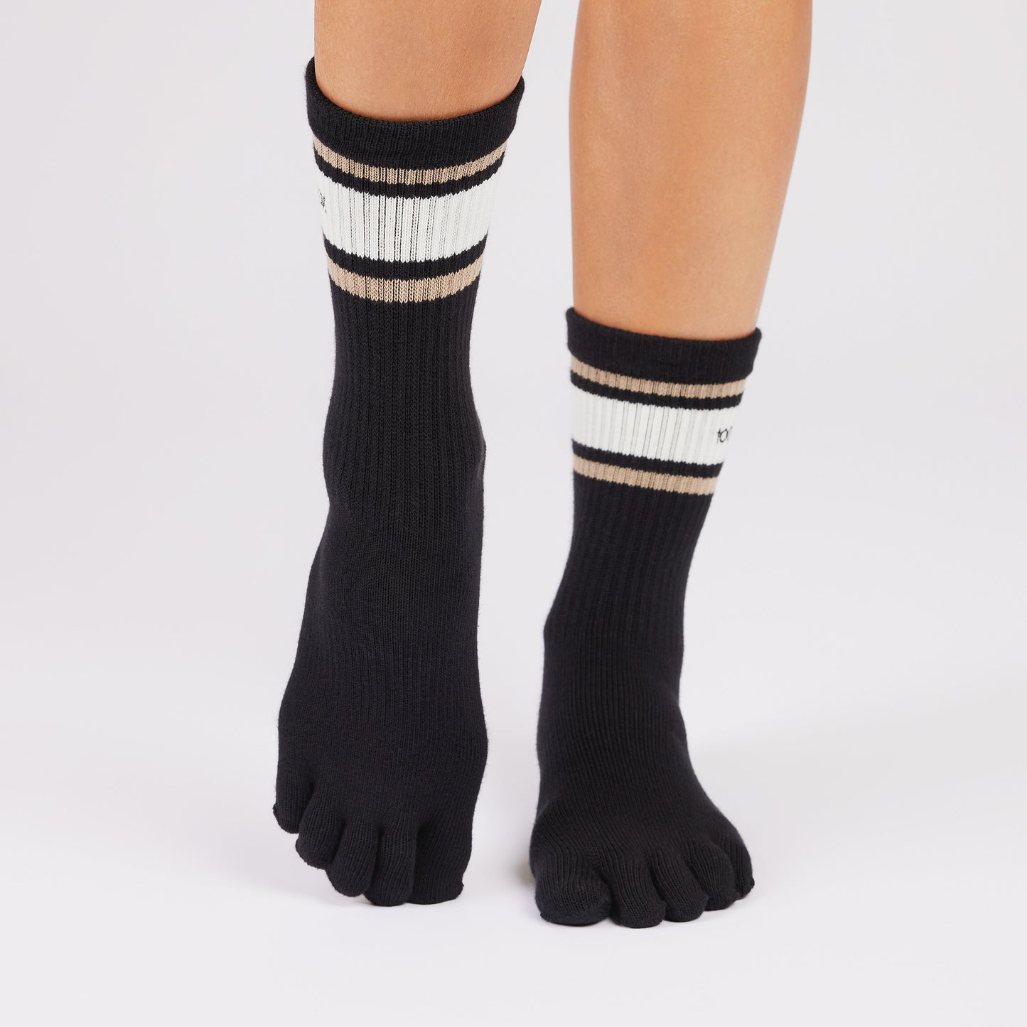 TOESOX Full Toe Crew - Oat Stripe