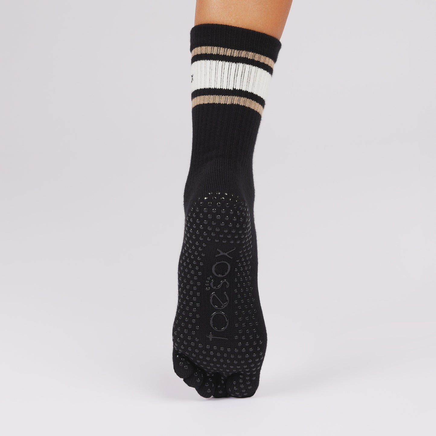 TOESOX Full Toe Crew - Oat Stripe