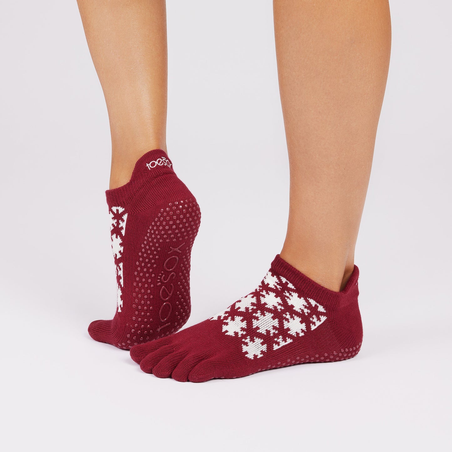 TOESOX Grip Full Toe Low Rise - Ruby
