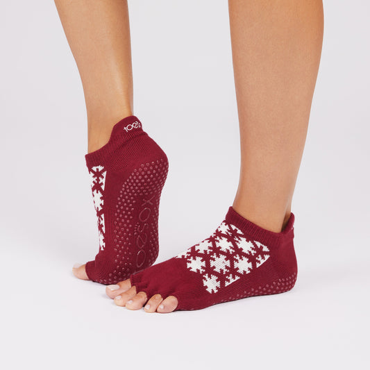 TOESOX Grip Half Toe Low Rise - Ruby
