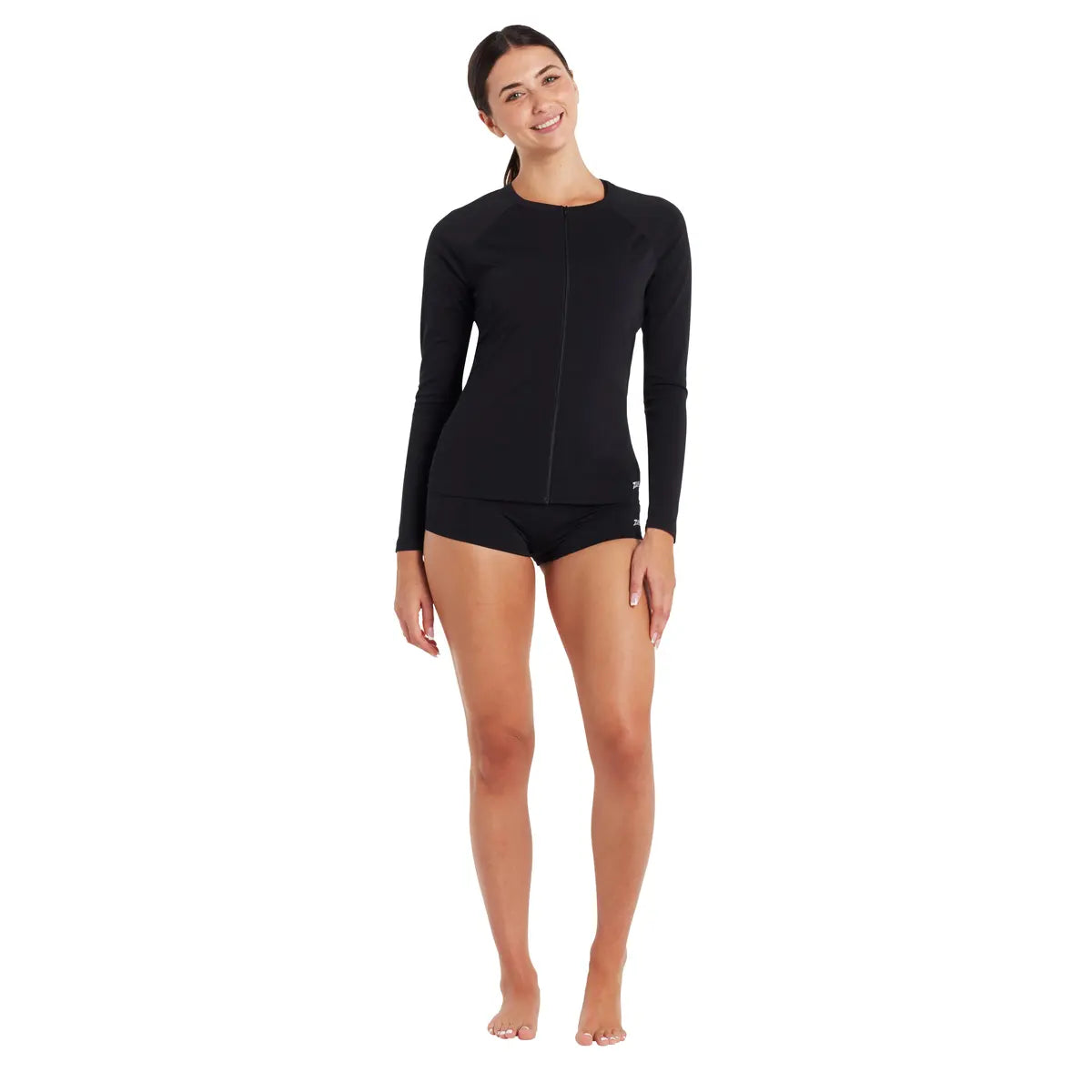 ZOGGS Women's L/S Full Zip Sun Top - Black