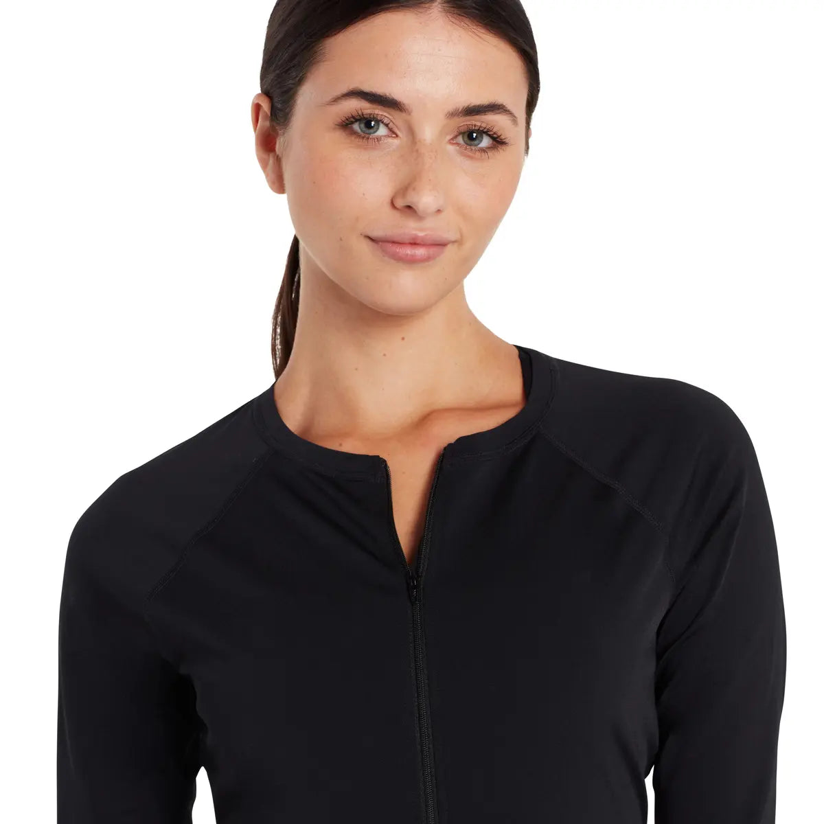 ZOGGS Women's L/S Full Zip Sun Top - Black