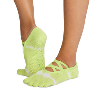 TOESOX Grip Full Toe Elle - Lime Tie Dye Stripe