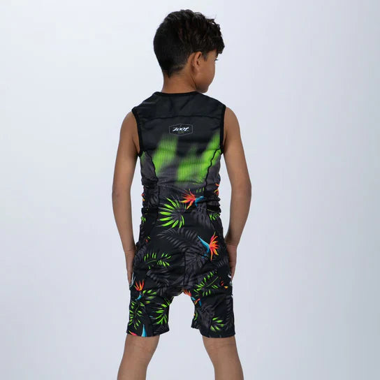 ZOOT Youth's Tri Racesuit - Tropical Magic Green