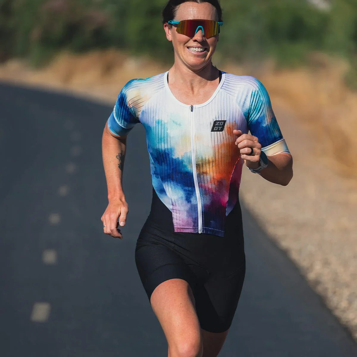 ZOOT Women's Elite 2.0 Tri AERO FZ Racesuit Siblimated - Chromoflow